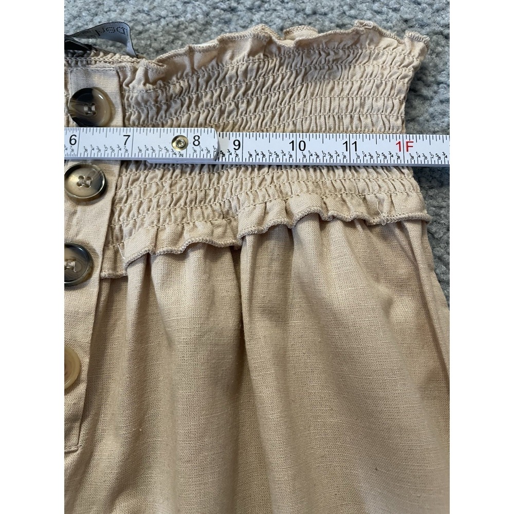 Y2K Derek Heart Wide Leg Pants Juniors M Button Accent Smocked Waist Beige - Picture 4 of 9